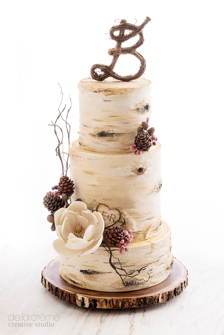 White Birch Wedding Cake
 Birch Tree Wedding Cake — De la Crème Creative Studio