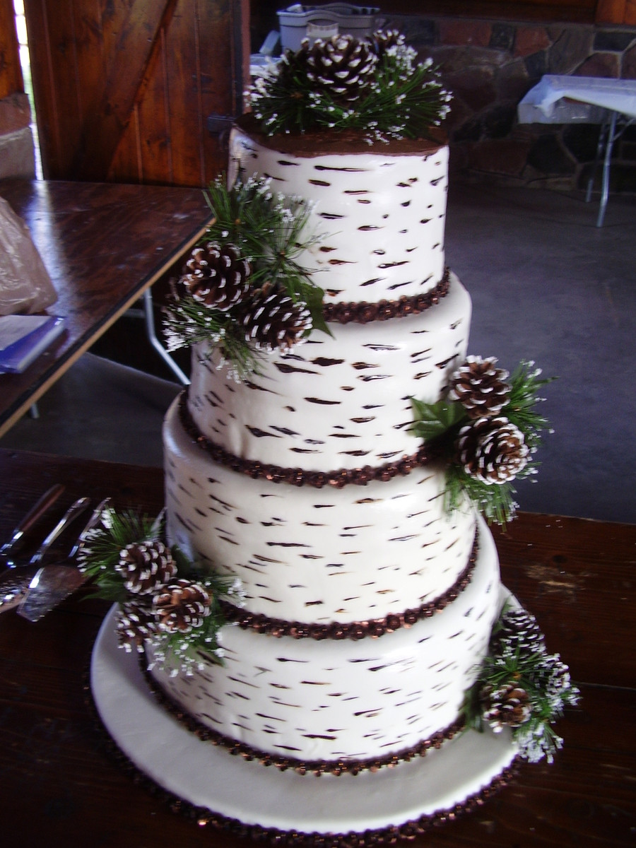 White Birch Wedding Cake
 Birch Bark Wedding Cake CakeCentral