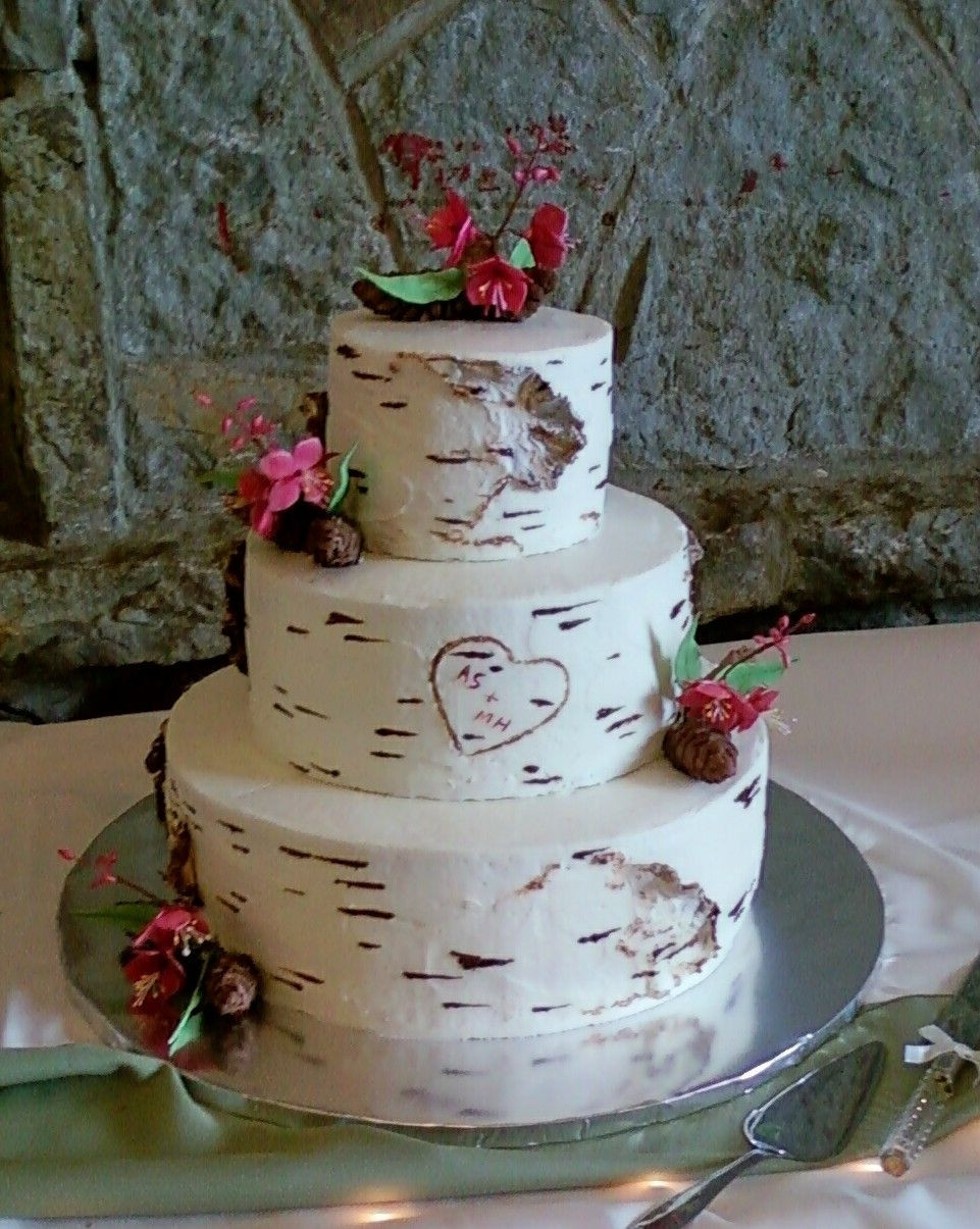 White Birch Wedding Cake
 Top Birch Bark Cakes CakeCentral