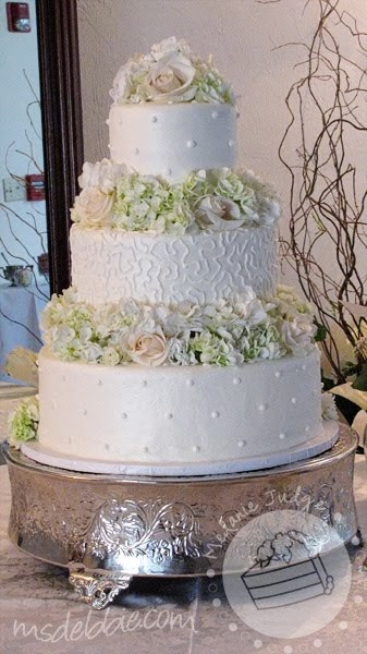 White Buttercream Wedding Cake
 Cake Walk White Buttercream Wedding Cake with Dots and