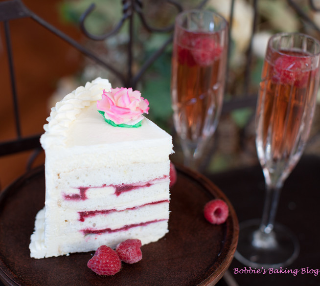 White Chocolate Raspberry Wedding Cake
 DF’s Wedding Ring Silky White Cake with Raspberry Filling