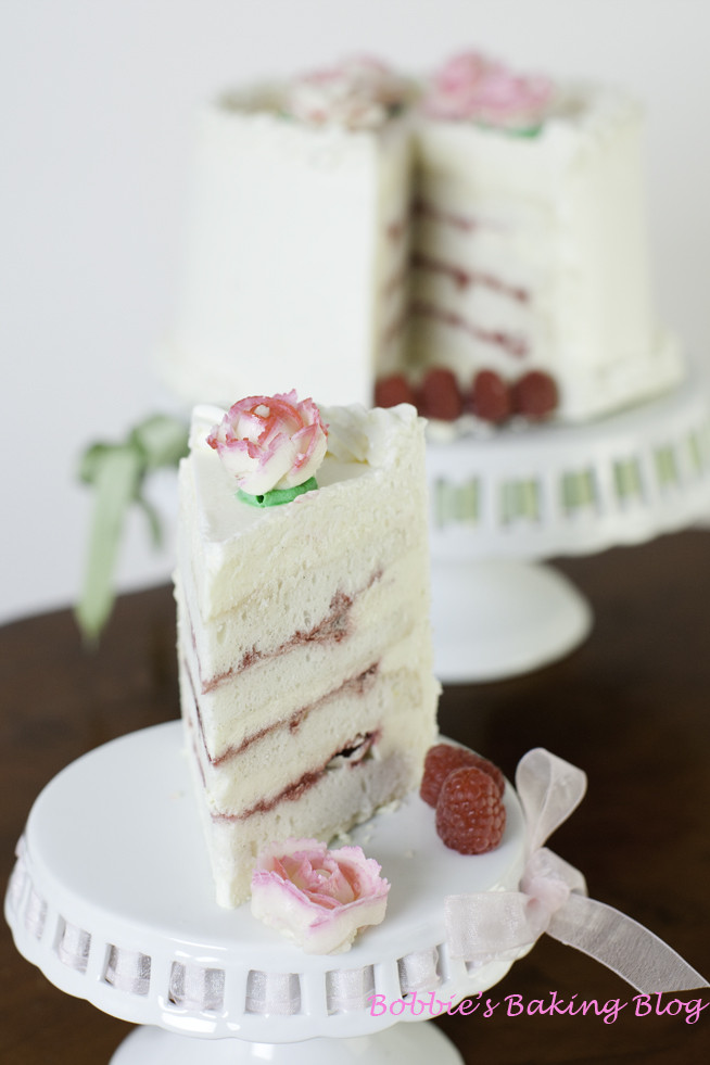 White Chocolate Raspberry Wedding Cake
 DF’s Wedding Ring Silky White Cake with Raspberry Filling