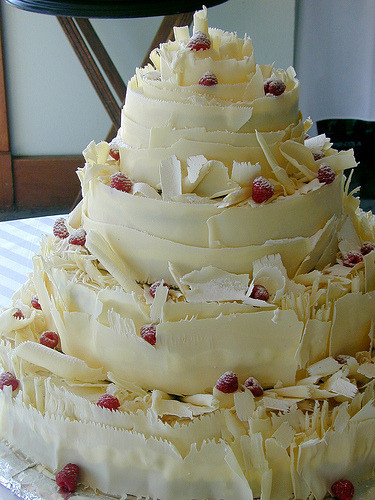 White Chocolate Raspberry Wedding Cake
 HellYeahWeddingCakes
