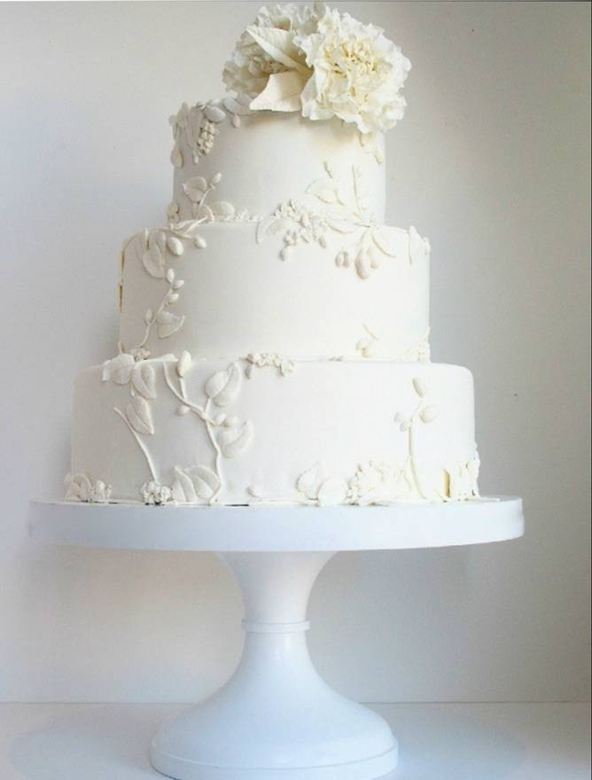 White On White Wedding Cake
 All White Wedding Cakes
