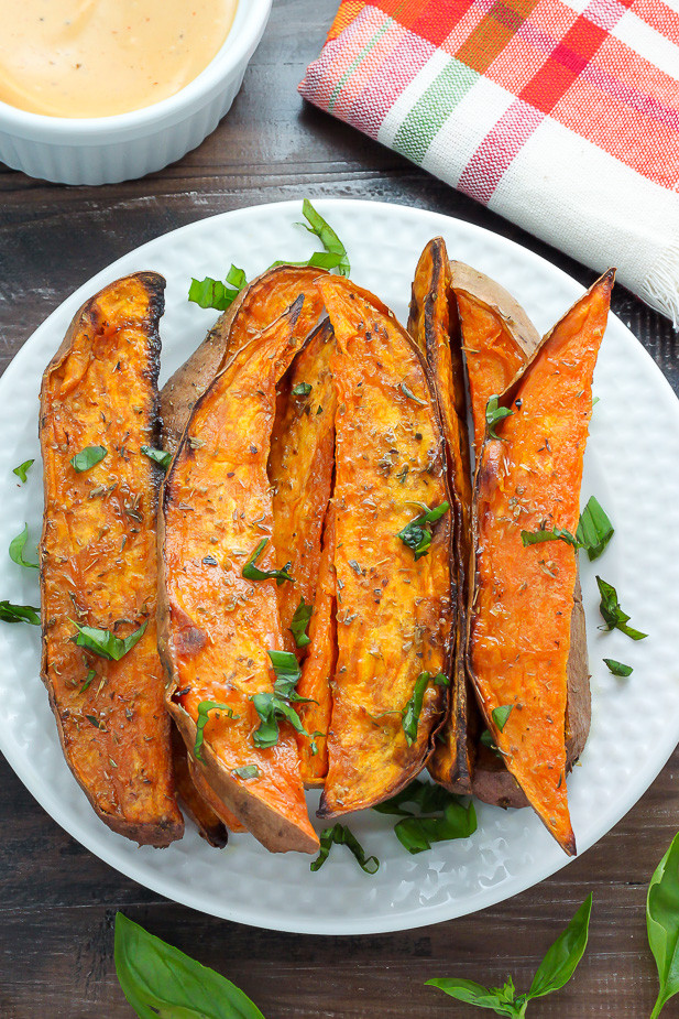 White Sweet Potato Recipes Healthy
 Extra Crispy Sweet Potato Wedges Baker by Nature