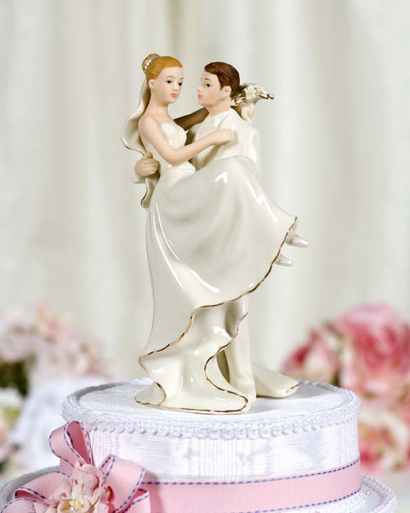 White Wedding Cake Topper
 f White Porcelain Groom Holding Bride Wedding Cake