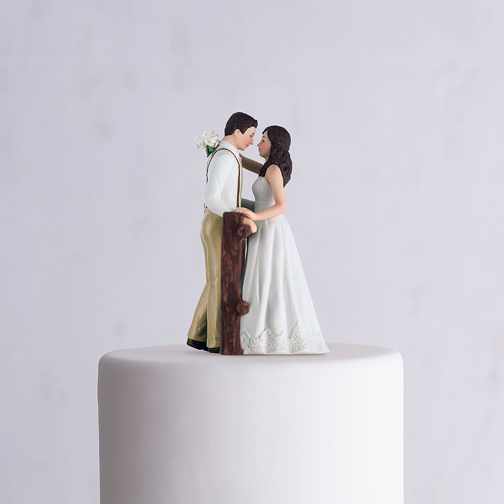 White Wedding Cake Topper
 Rustic Couple Wedding Cake Topper White Dress