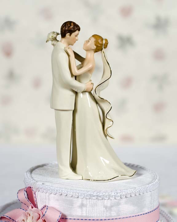 White Wedding Cake Topper
 f White Porcelain Bride and Groom Wedding Cake Topper