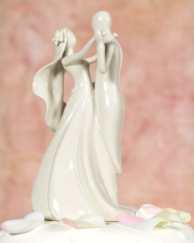 White Wedding Cake Topper
 Stylized Bride and Groom Figurine White Wedding Cake