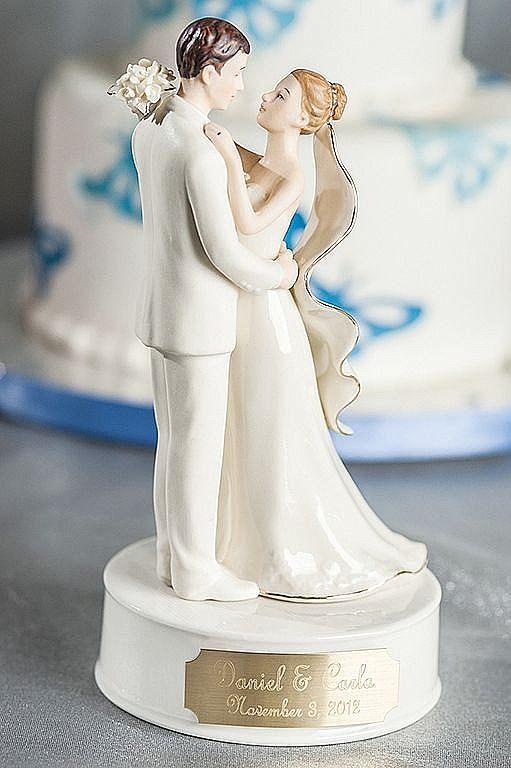 White Wedding Cake Topper
 Engraveable Custom Porcelain Bride and Groom Wedding Cake