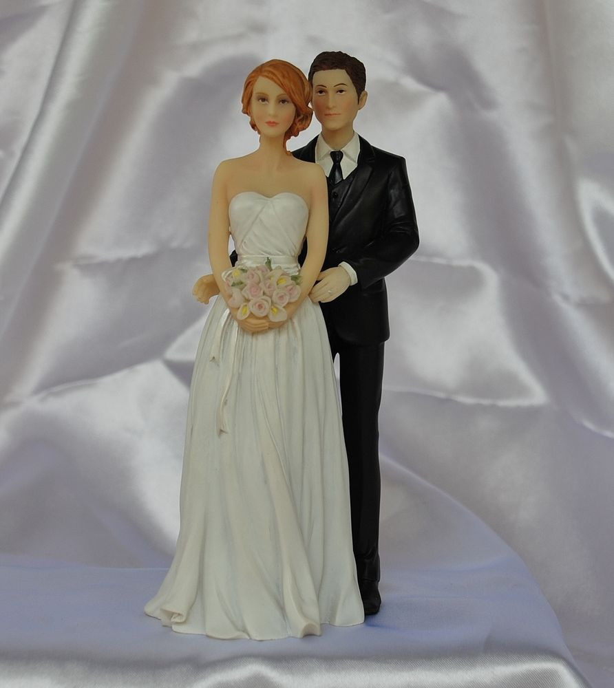 White Wedding Cake Topper
 Mix & Match Contemporary Interracial White Black Wedding