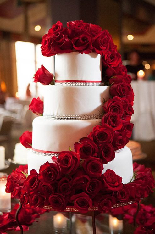 White Wedding Cake With Red Roses
 40 wedding cakes with roses you just can t resist