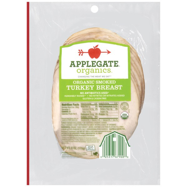Whole Foods Organic Turkey
 Applegate Organic Smoked Turkey Breast 6 oz from Whole