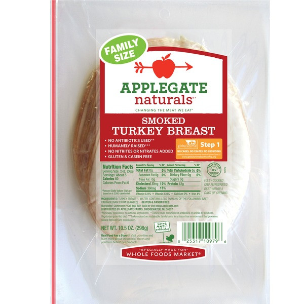 Whole Foods Organic Turkey
 Applegate Natural Smoked Turkey Breast Family Size 10