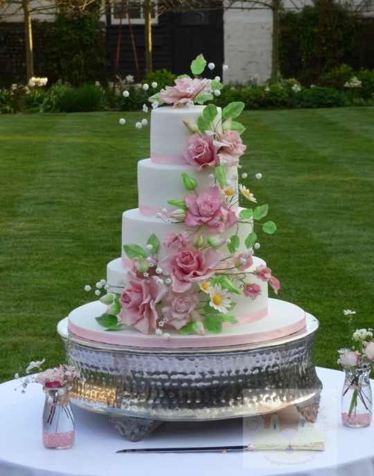 Wildflower Wedding Cakes
 Wild roses wedding cake cake by Elaine Ginger Cat