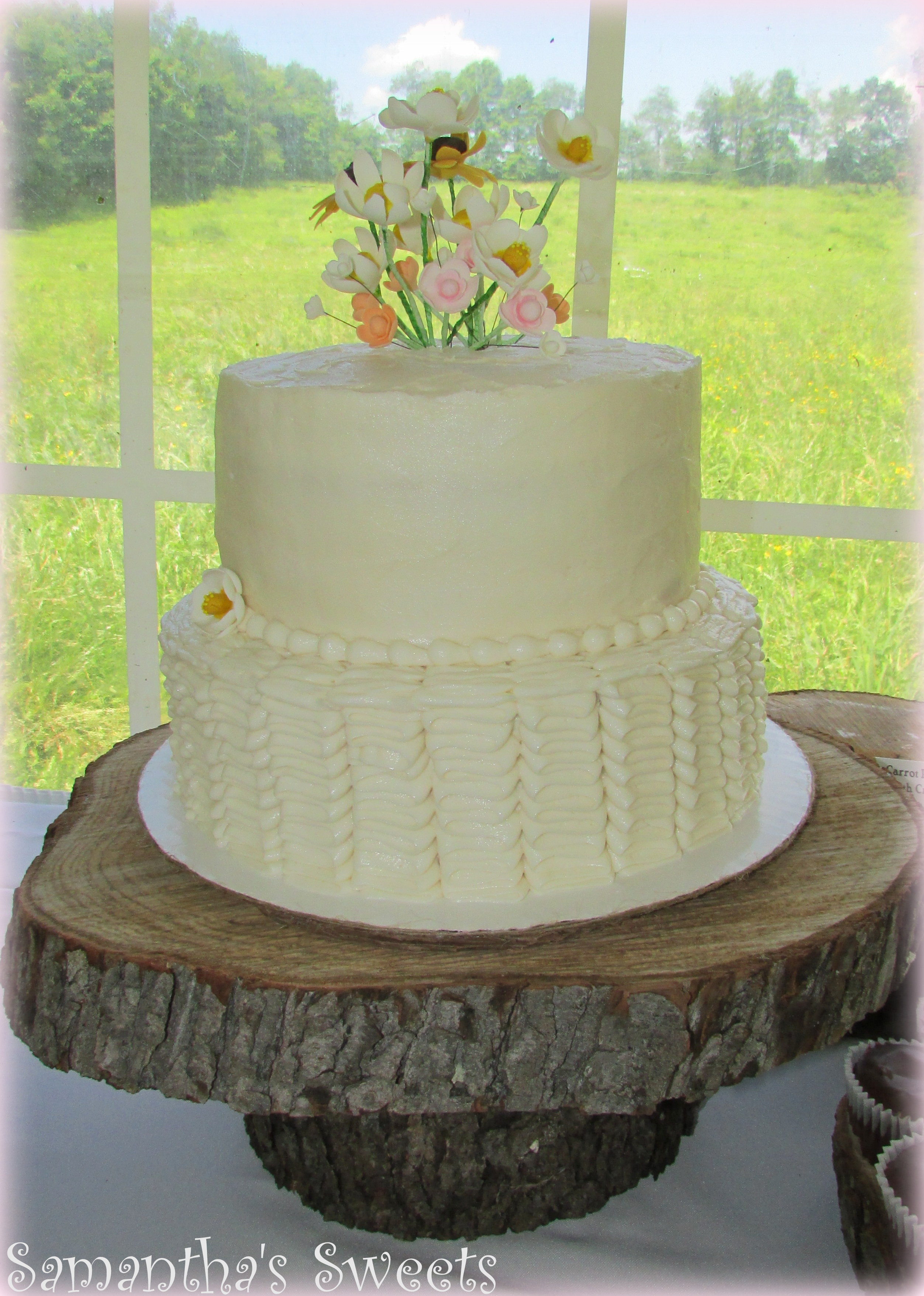 Wildflower Wedding Cakes
 Wildflowers & Ruffles Rustic Wedding Cake CakeCentral