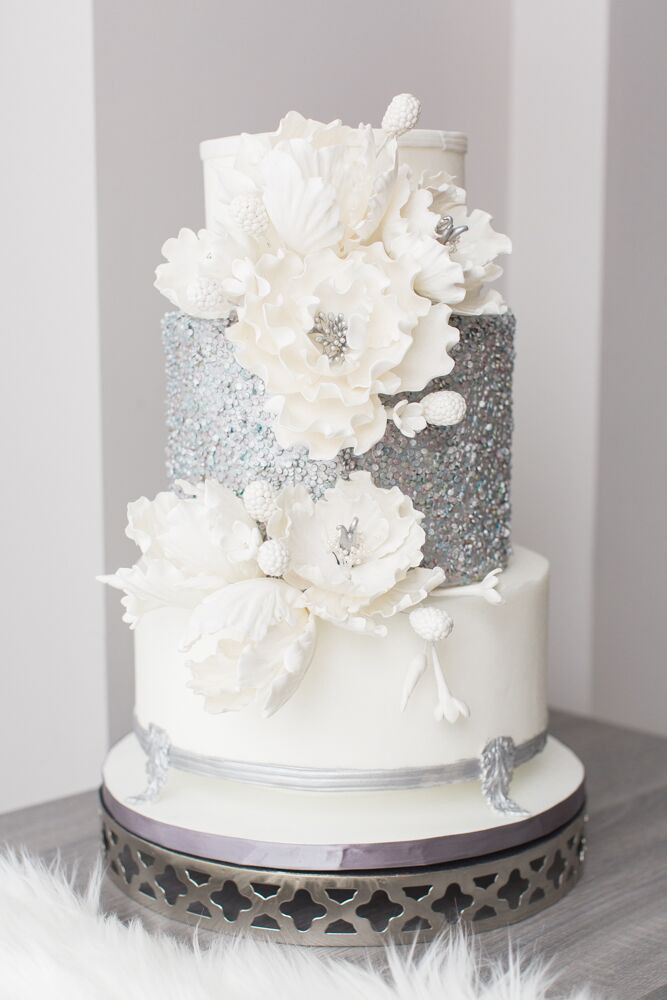 Winter Wonderland Wedding Cakes
 Luxurious White and Blue Winter Wonderland Wedding