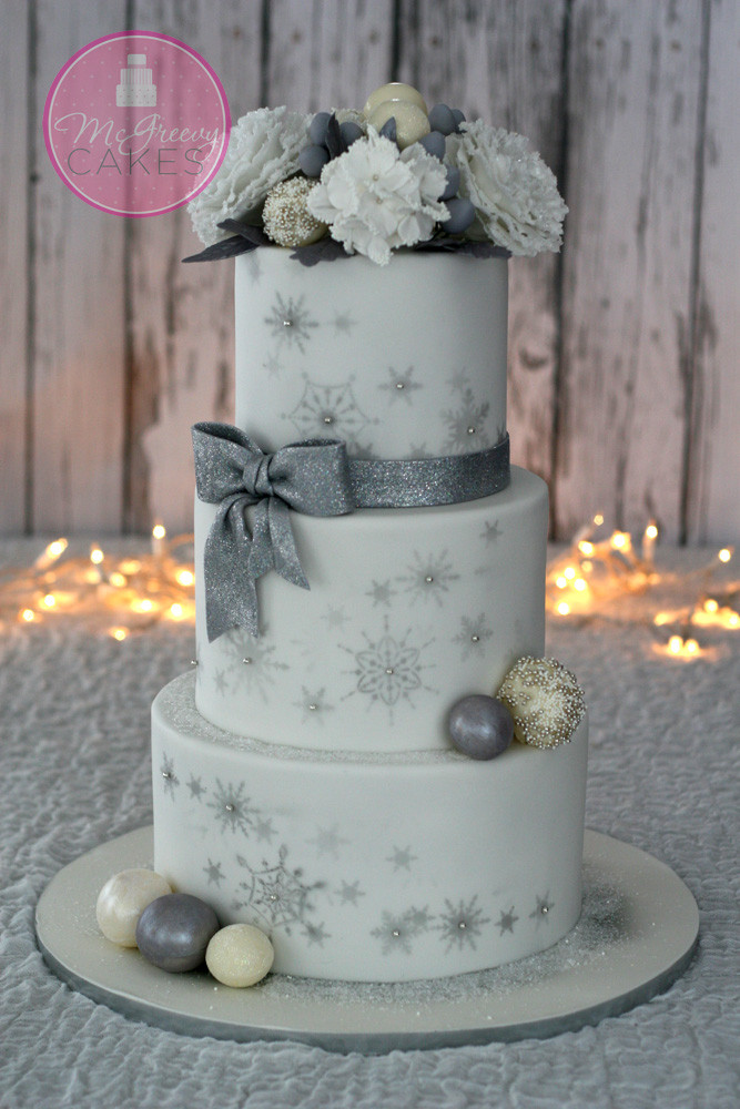 Winter Wonderland Wedding Cakes
 A little Bling Bling Winter Wedding Cake McGreevy Cakes