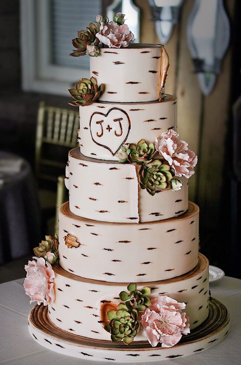 Wood Wedding Cakes
 30 Sweet Birch Decor Ideas For Rustic Weddings Weddingomania