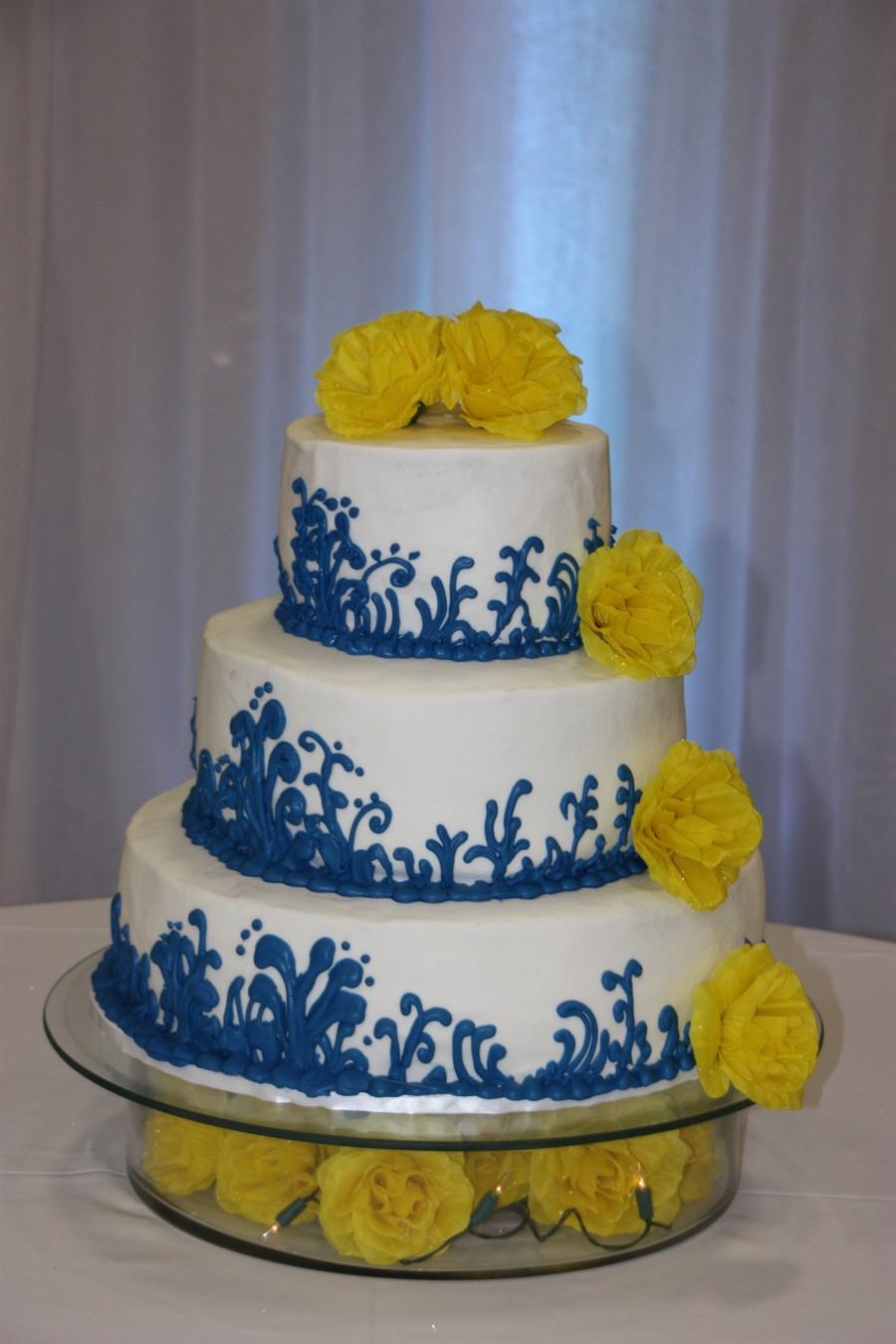 Yellow And Blue Wedding Cake
 Blue And Yellow Wedding Cake CakeCentral