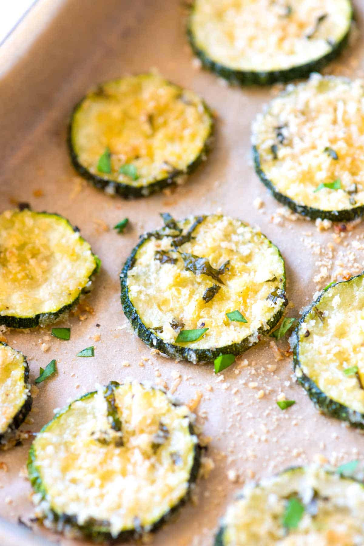 Zucchini Recipe Healthy
 Parmesan Basil Baked Zucchini Chips Recipe