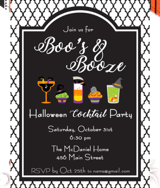 Adult Halloween Drinks
 Boo s and Booze Cocktail Party Invitation Halloween Party