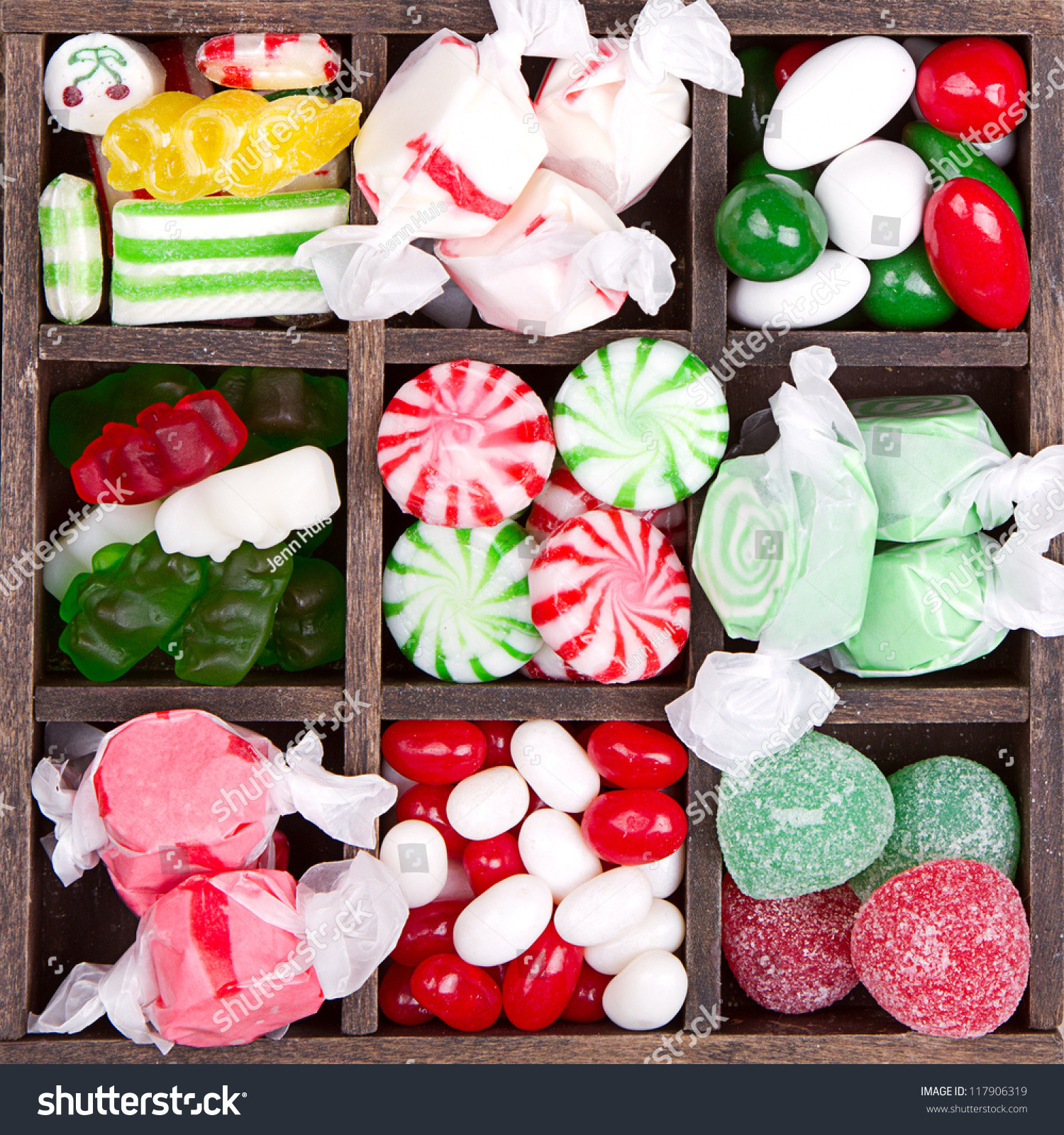 Assorted Christmas Candy
 Assorted Christmas Candy In A Printers Box Stock