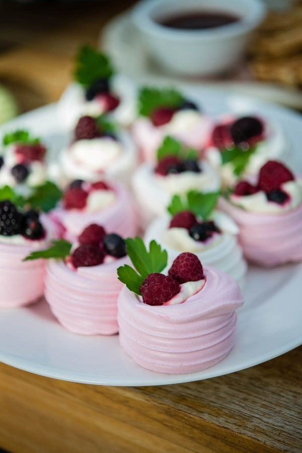 Australian Christmas Desserts
 ️ individual pavlova baked meringue with whipped cream