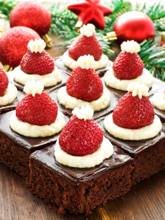 Best Christmas Dinner Desserts
 Santa Hat Mini Brownies – Healthy Christmas Party Dinner