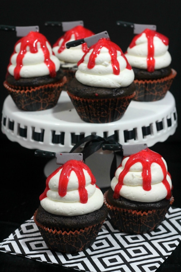 Bloody Halloween Cupcakes
 Bloody Knife Halloween Cupcakes Recipe