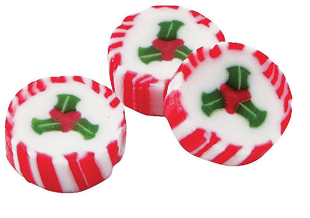 Bulk Individually Wrapped Christmas Candy
 Unique peppermint candy with holly design for Christmas