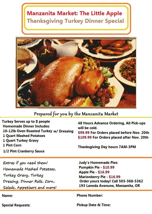 Buy Thanksgiving Dinner
 Thanksgiving Turkey Orders & Our 2014 Dinner Flyer