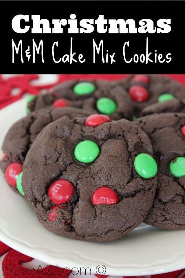 Cake Mix Christmas Cookies
 Christmas M&M Cake Mix Cookies iSaveA2Z