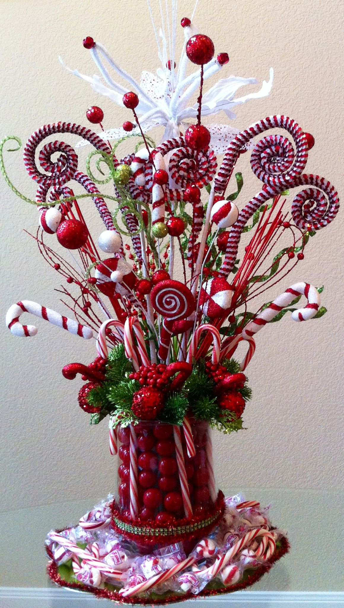 Candy Cane Centerpieces For Christmas
 Candy Cane Candy Bouquet Gift Centerpiece for Parties