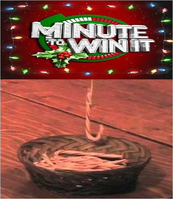 Candy Cane Christmas Game
 "Minute to Win It" Christmas Game = "Candy Cane Fishing