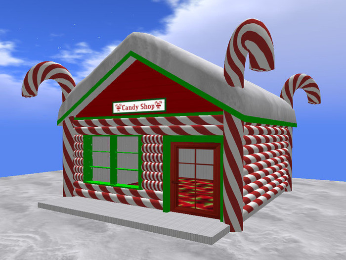 Candy Cane Christmas Shop
 Second Life Marketplace RE Candy Shop w Snow Roof