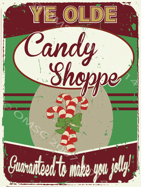 Candy Cane Christmas Shop
 Ye Olde Candy Shoppe Metal Sign Sweet Christmas Mint