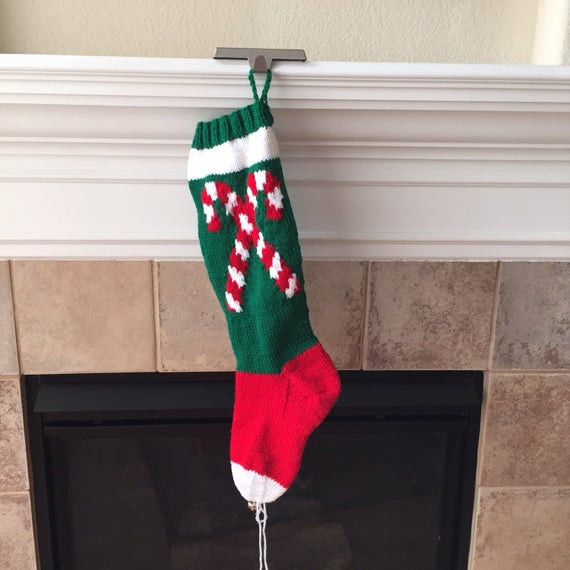 Candy Cane Christmas Stockings
 Hand Knitted Candy Cane Christmas Stocking