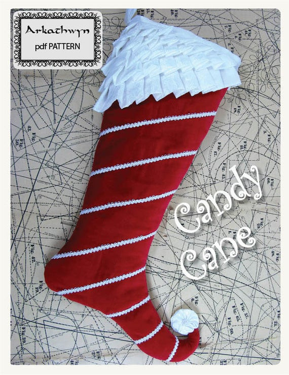 Candy Cane Christmas Stockings
 Candy Cane Christmas Stocking PDF Pattern