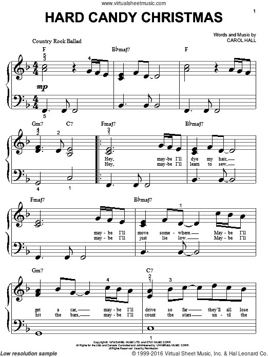 Candy Christmas Songs
 Parton Hard Candy Christmas sheet music for piano solo