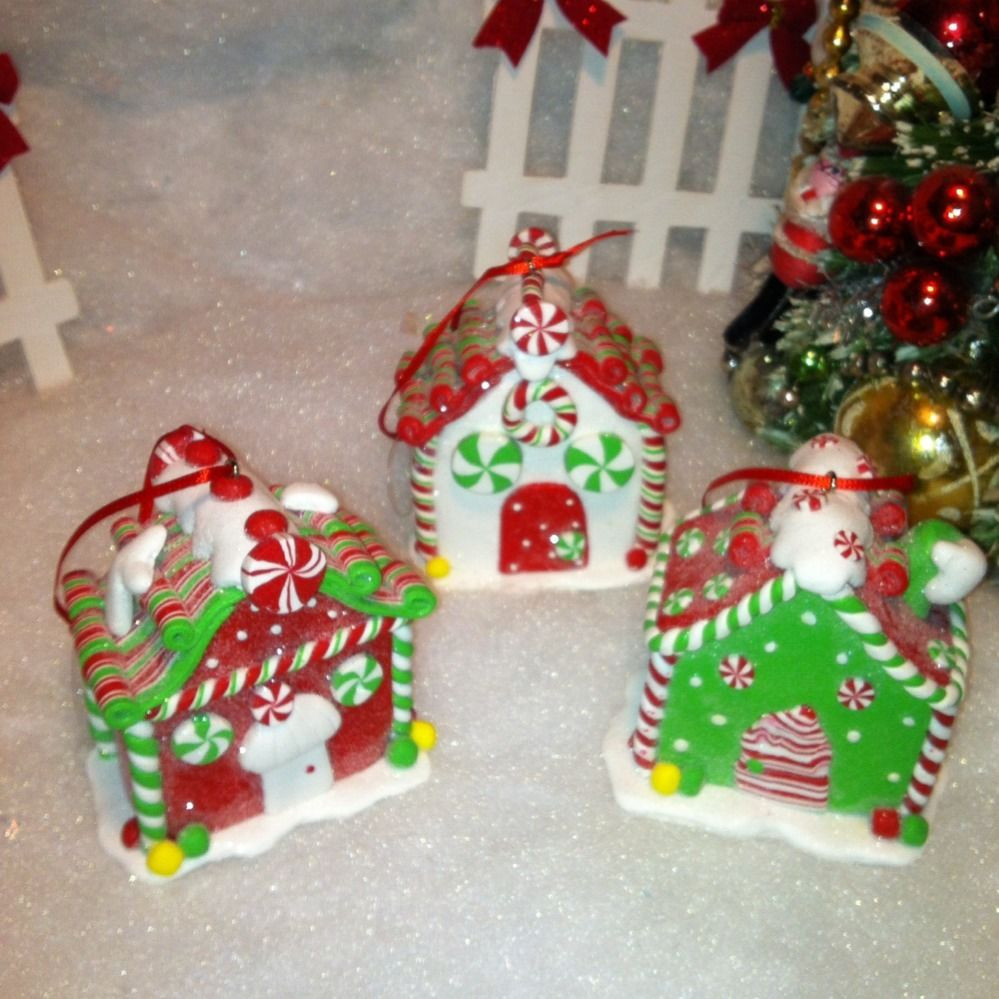 Candy Christmas Tree Ornaments
 3 Peppermint Candy Gingerbread House Christmas Tree