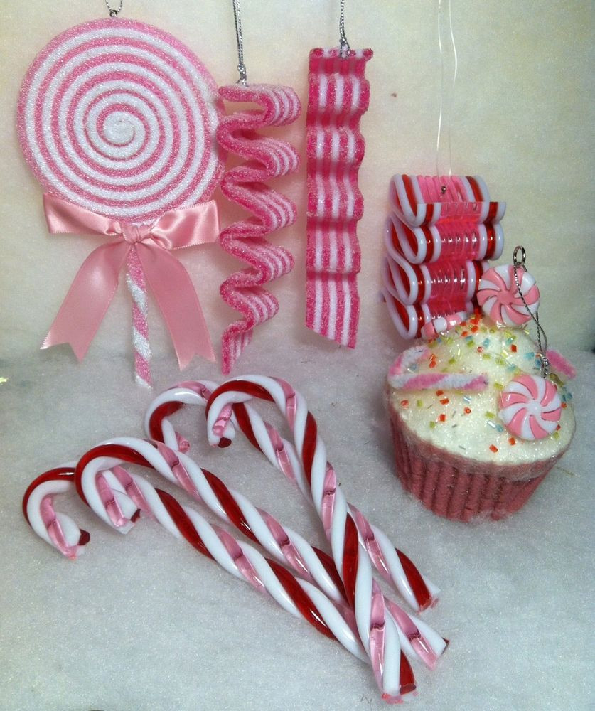 Candy Christmas Tree Ornaments
 9 Pc Mix Pink peppermint Christmas Tree Ornaments Lollipop