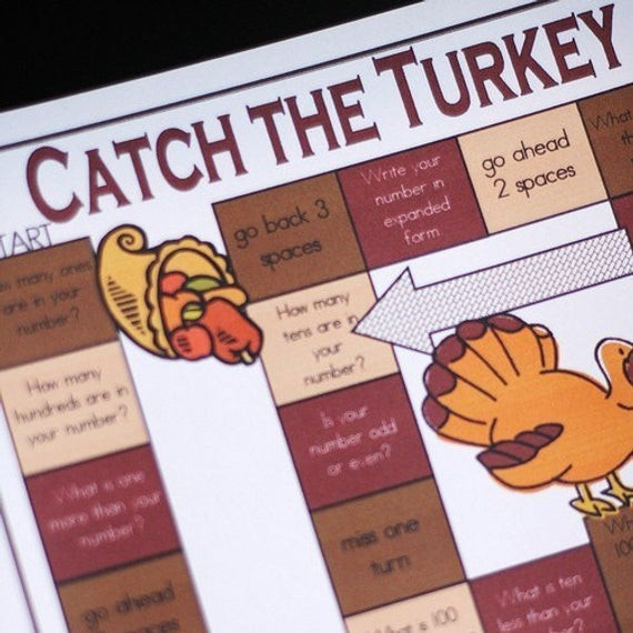 Catching The Thanksgiving Turkey
 Catch the Turkey Thanksgiving Printable Math Game and Skill