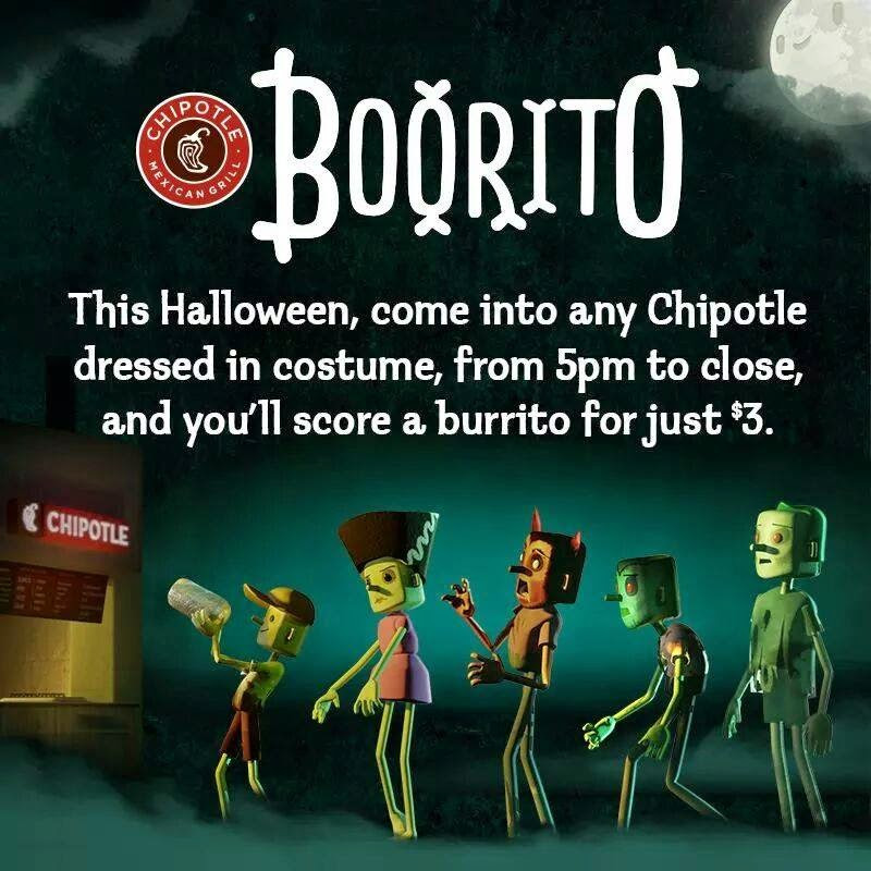 Chipotle 3 Dollar Burritos Halloween
 DON T MISS OUT ON THESE HALLOWEEN TREATS EAT WITH HOP