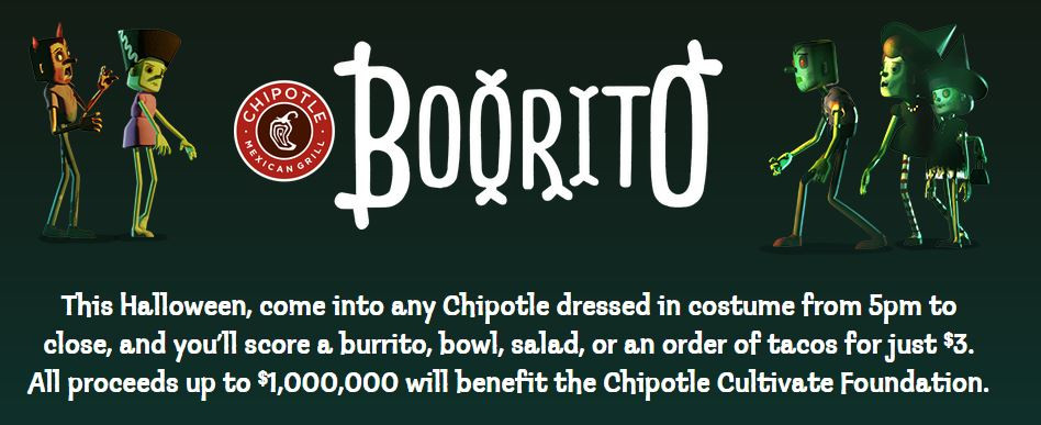 Chipotle 3 Dollar Burritos Halloween
 Sofritas Rolling Now in Orlando Chipotle Spork Orlando