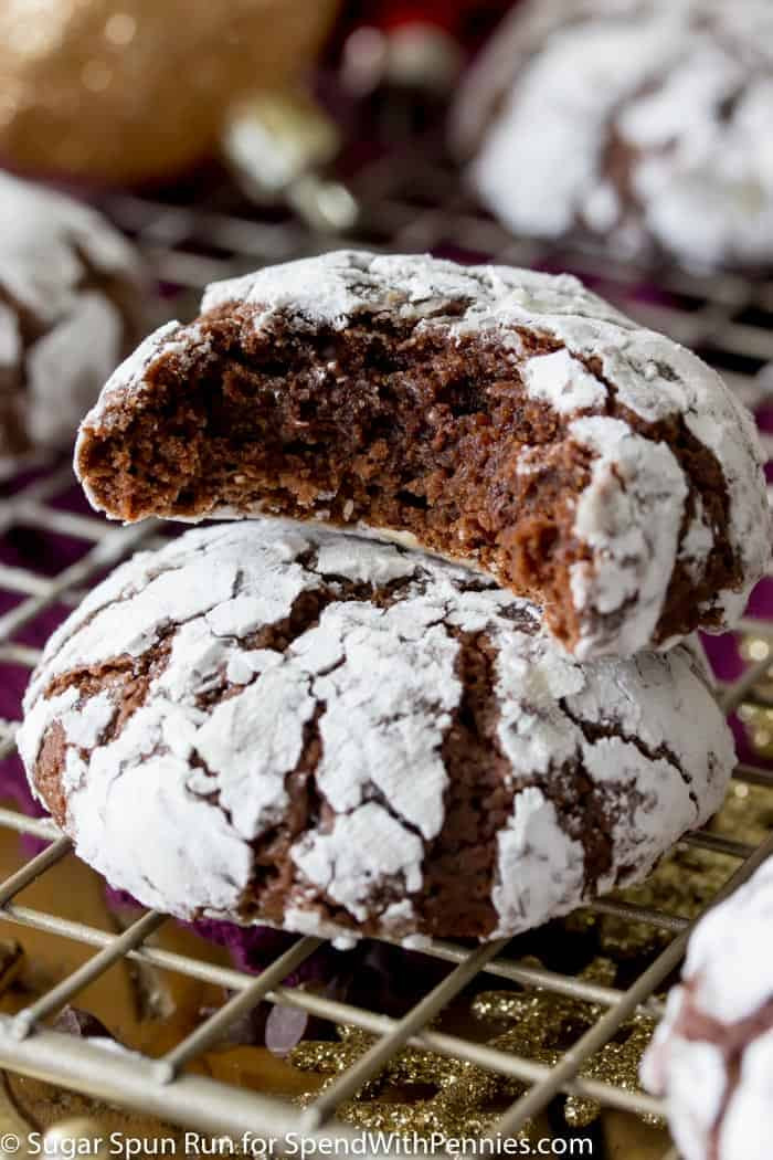 Chocolate Christmas Cookies With Powdered Sugar
 Chocolate Crinkle Cookies Spend With Pennies