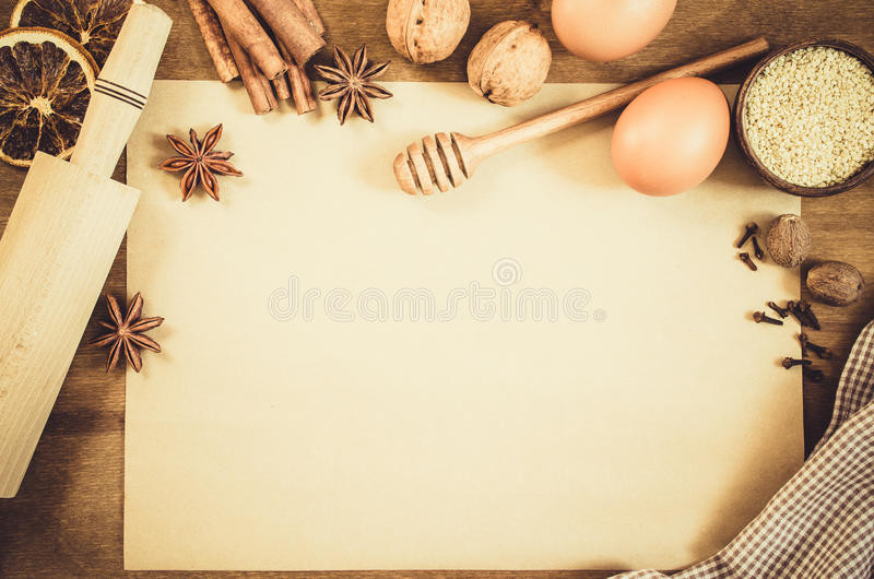 Christmas Baking Background
 Empty Paper For Recipe Christmas Baking Culinary