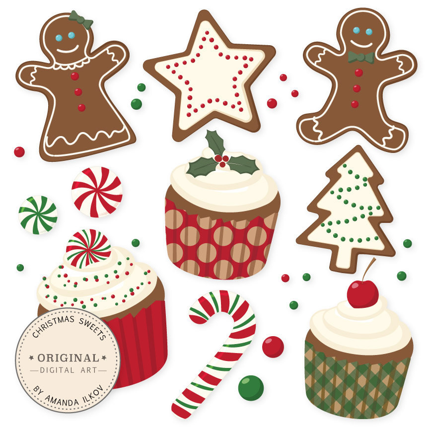 Christmas Baking Clipart
 Professional Christmas Cookies and Cupcakes Clipart & Vector