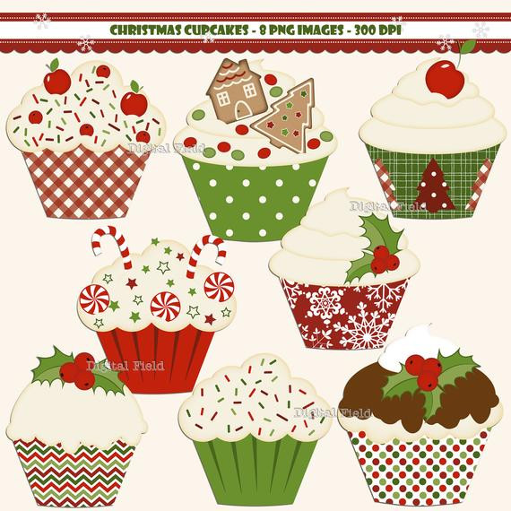 Christmas Baking Clipart
 Items similar to Christmas Cupcake clip art set red