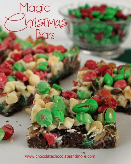 Christmas Bar Cookies
 White Chocolate Fudge with Cranberries and Pistachios